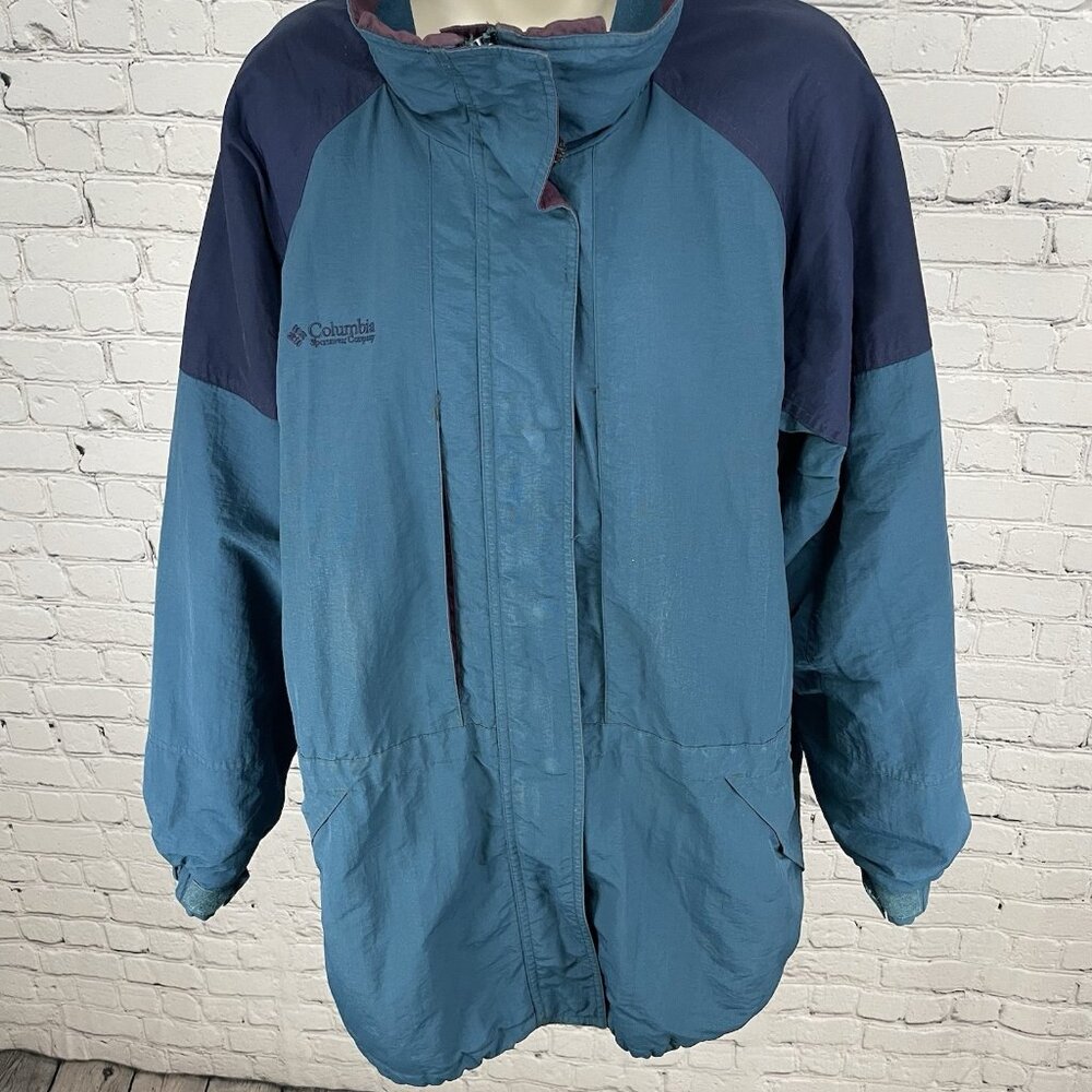 VTG Columbia Blue Granite Peak Multiple Zipped Pockets Lined Jacket Size Large L